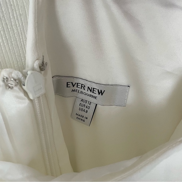 H&M | size 8 one shoulder white structured midi dress - Picture 3 of 8